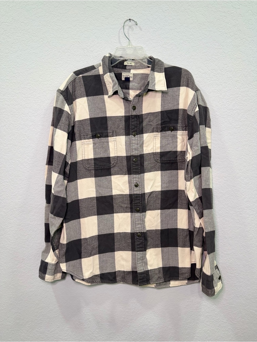 J. Crew Gray and Cream Buffalo Plaid Button-Up Shirt